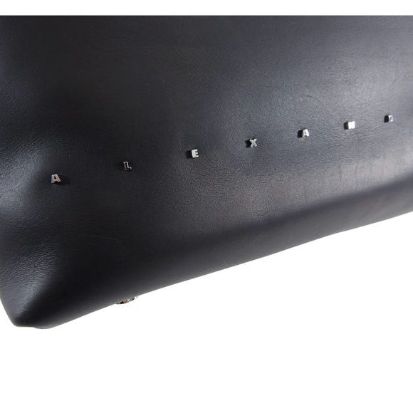 Alexander Wang Black Zip Top Logo Letters Dime Tote Bag - Picture 2 of 13